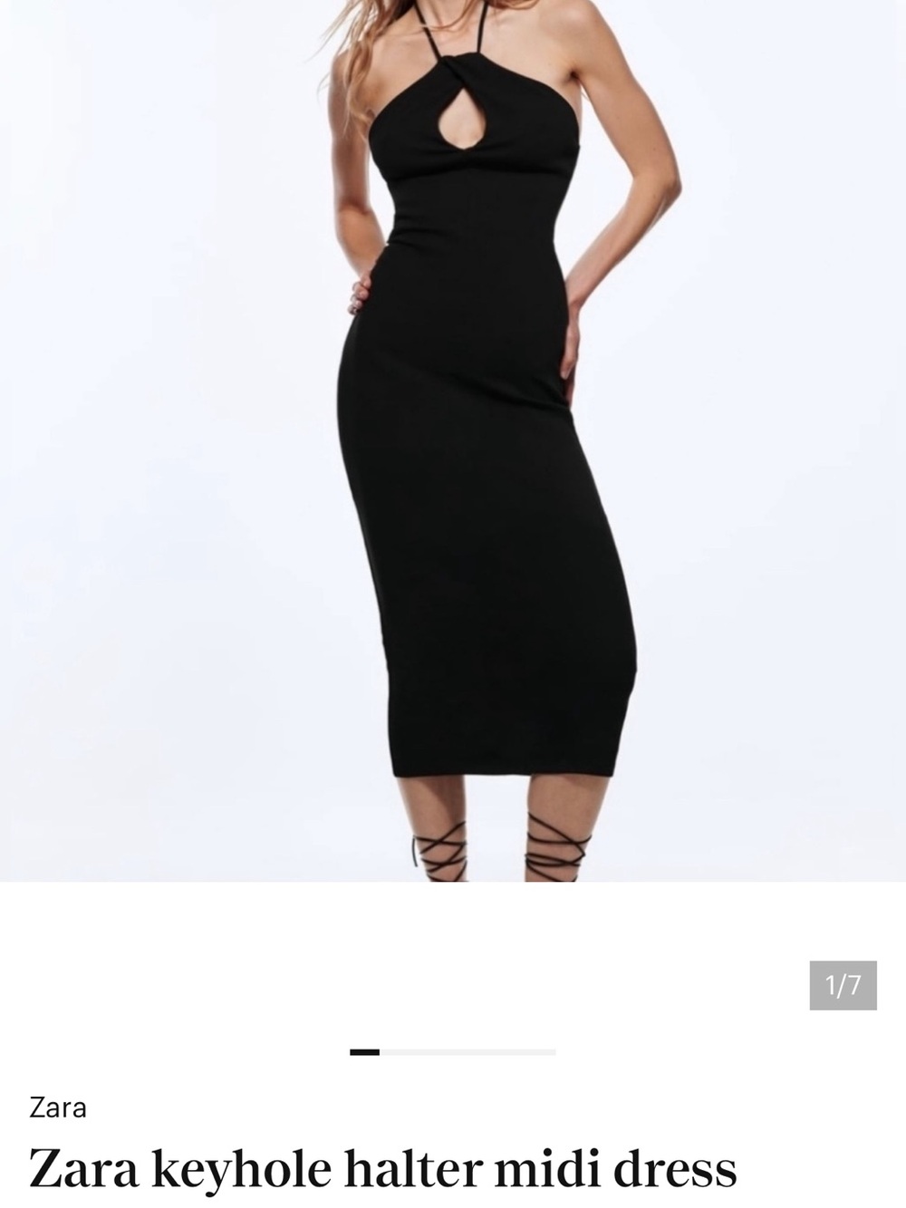 Zara Black Halter Midi Dress with Keyhole - Picture 5 of 7